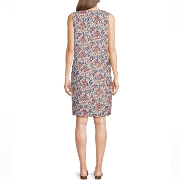 J. McLaughlin Rue Coral/Blue Linen Floral Sleeveless Shift Dress XL NEW $218 - Picture 2 of 16